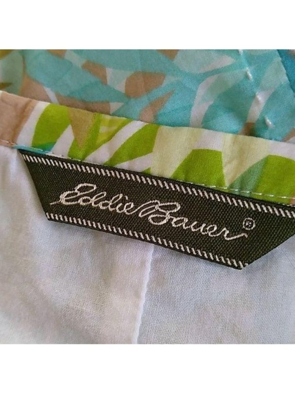 Eddie Bauer Womens Tropical Leaf Print Cotton Midi Skirt Size 12 Tall - Picture 6 of 6